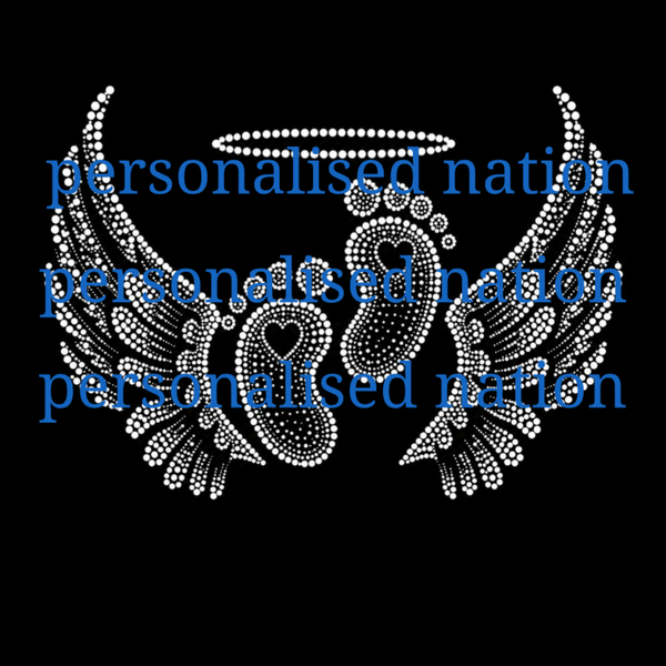 Heavenly Angel Baby Footprints Rhinestone Template| Memorial Halo & Wings Hotfix Design | Pregnancy Loss Tribute | Digital Download