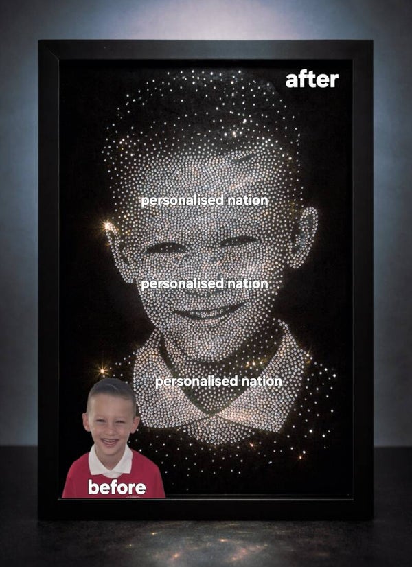 Personalized Rhinestone Portrait | Custom Crystal Photo Art | Family Portrait | Child Portrait | Sparkling Wall Art | Handmade Keepsake Gift