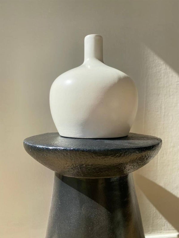 White ball vase with narrow neck