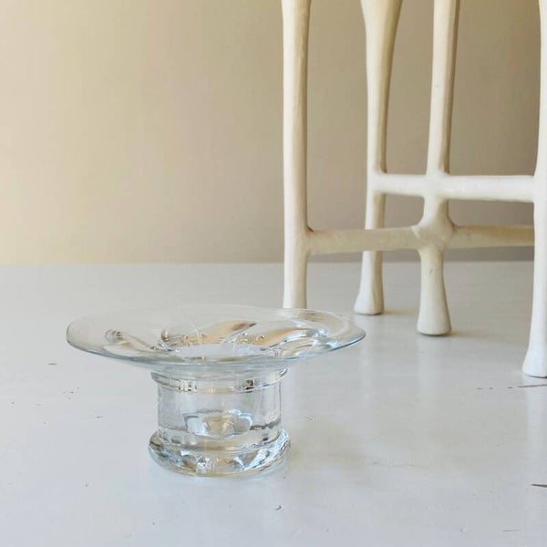 Glass Nuutajärvi Candlestick ‘Water Lily’