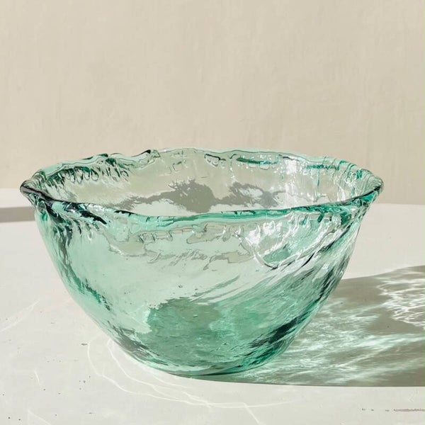 Green Glass Serving Bowl