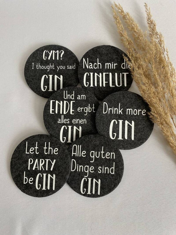 Glasuntersetzer 6er Set - Gin