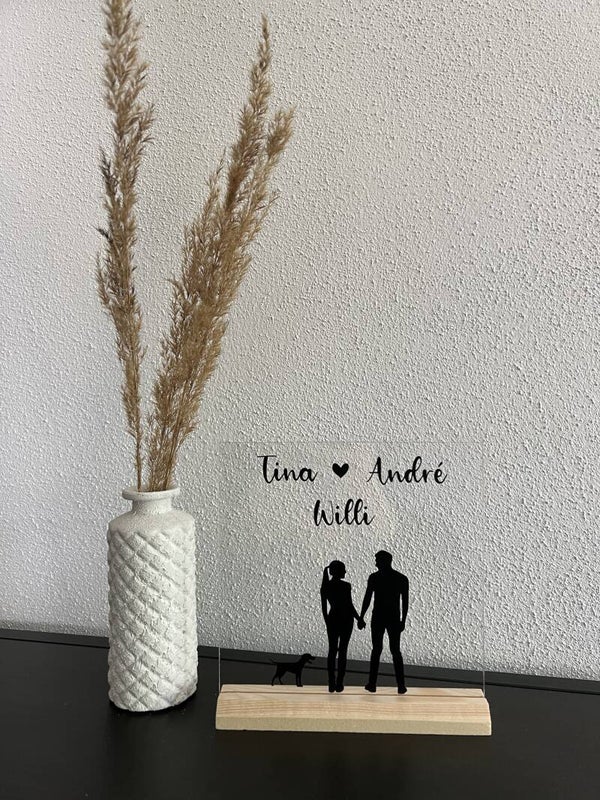 Glasscheibe - Familie mit Hund