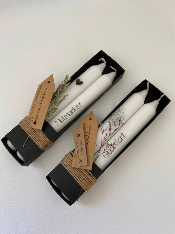 Kerzenset - zweifach mit schwarzer Papierverpackung