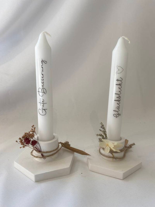Kerzenset - Kerze mit eckigem Ständer
