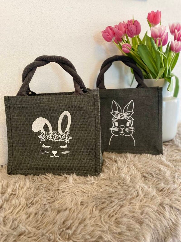 Jutetasche grau - Osterhase