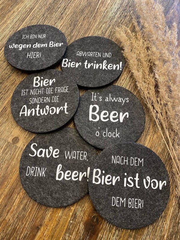 Glasuntersetzer 6er Set - Bier