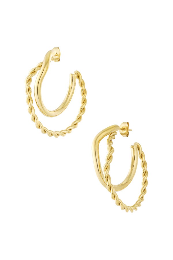 Anemoon Autumn-Oorbel: Organic braided hoop earrings - goud