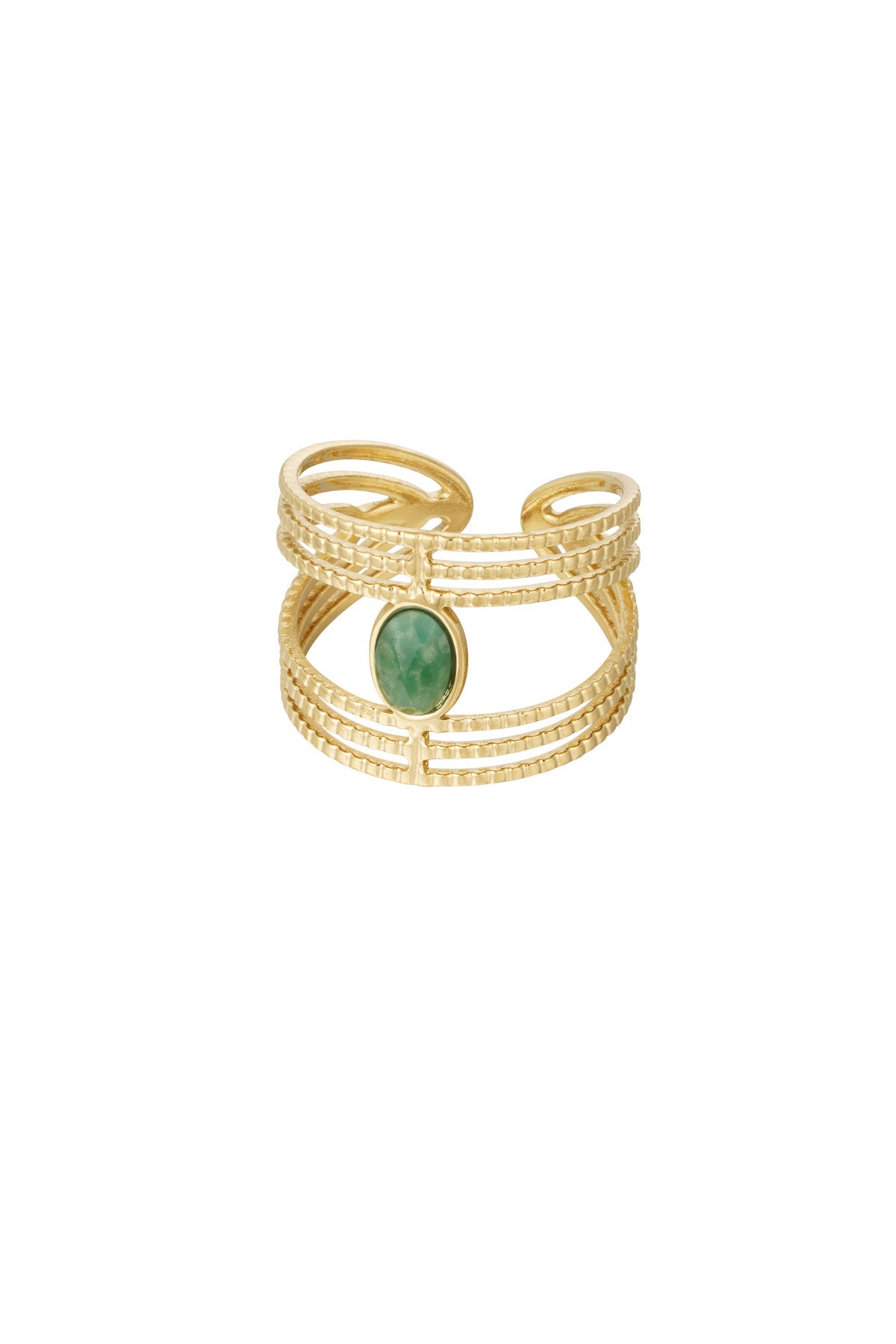 Summer-Ring; Statement graceful ring with stone - Green