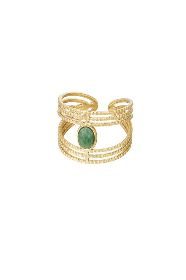 Summer-Ring; Statement graceful ring with stone - Green