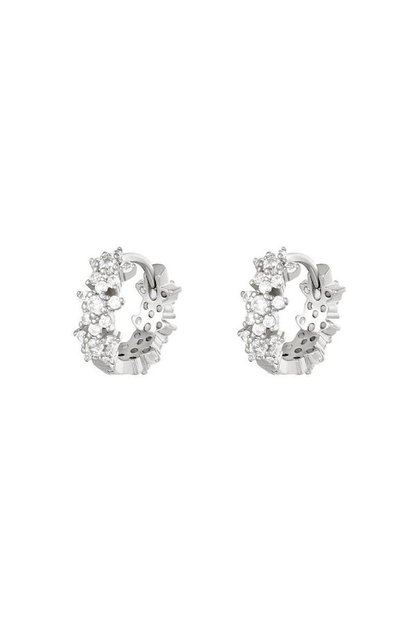 Summer-Oorbel: Star rhinestone hoop - wit