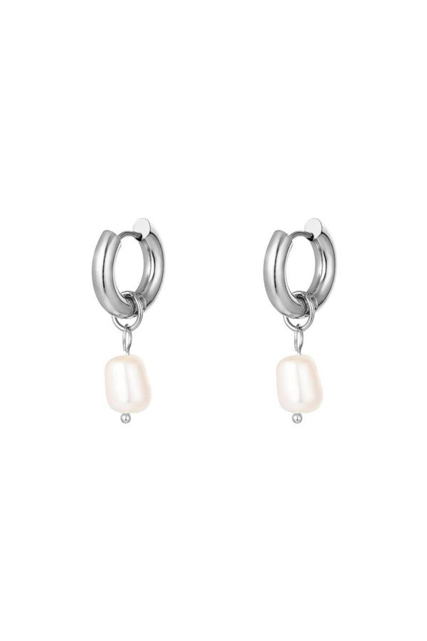 Summer-Oorbel: pearls simple - zilver