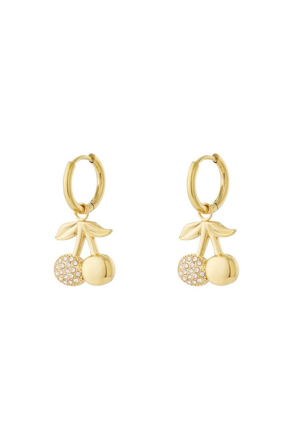 Summer-Oorbel: Cherry sparkle - goud