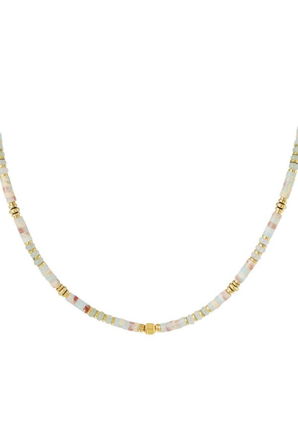 Sales-ketting: Ketting vrolijke kralen - Natuurstenen collectie Mint Stone