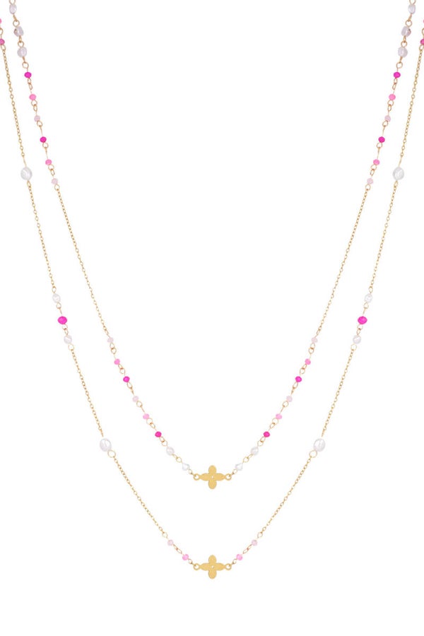 Sales: Dubbele klaver ketting - fuchsia