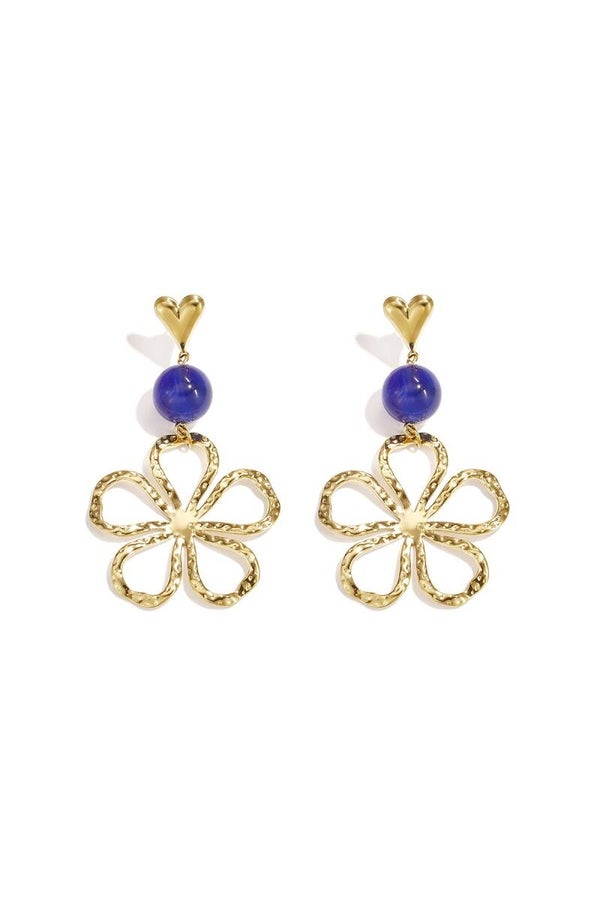 Herfst26-oorbel: Bloem blauw