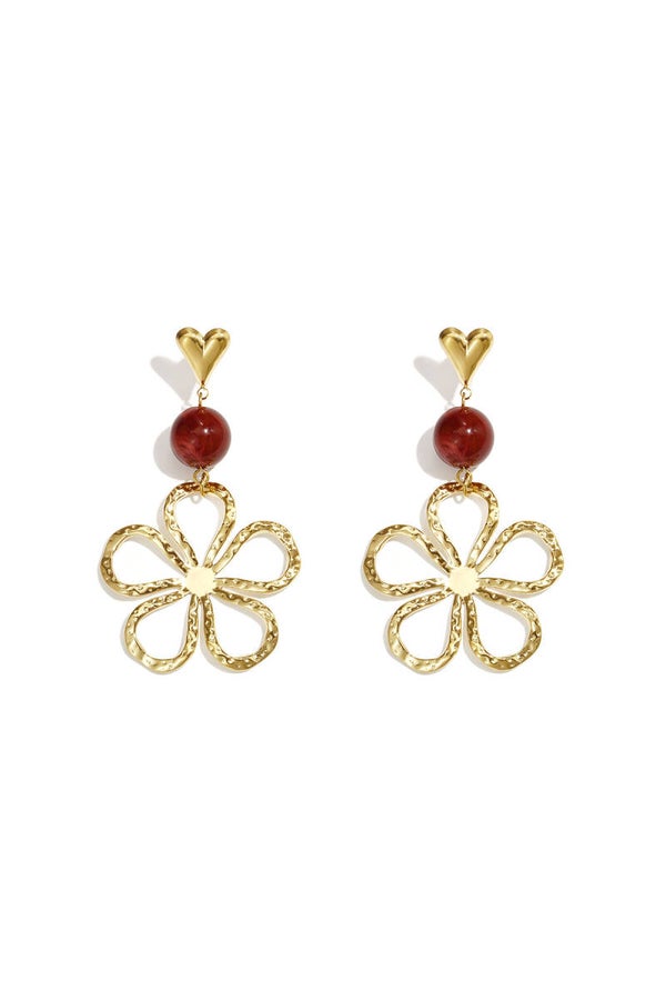 Herfst26-oorbel: Bloem rood