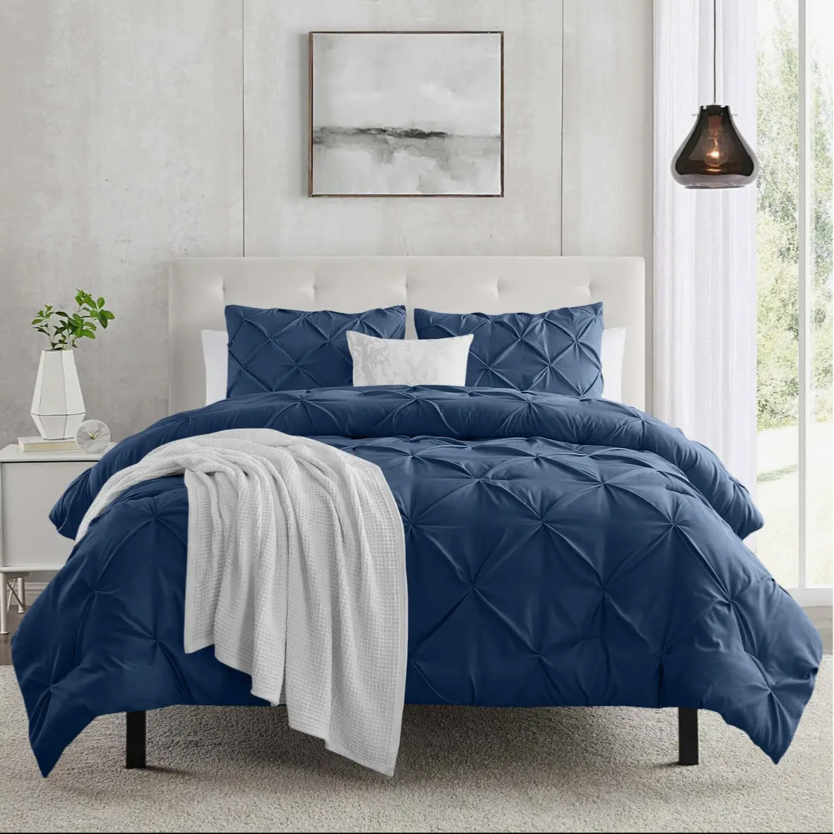 Pintuck Duvet Cover Set - NAVY