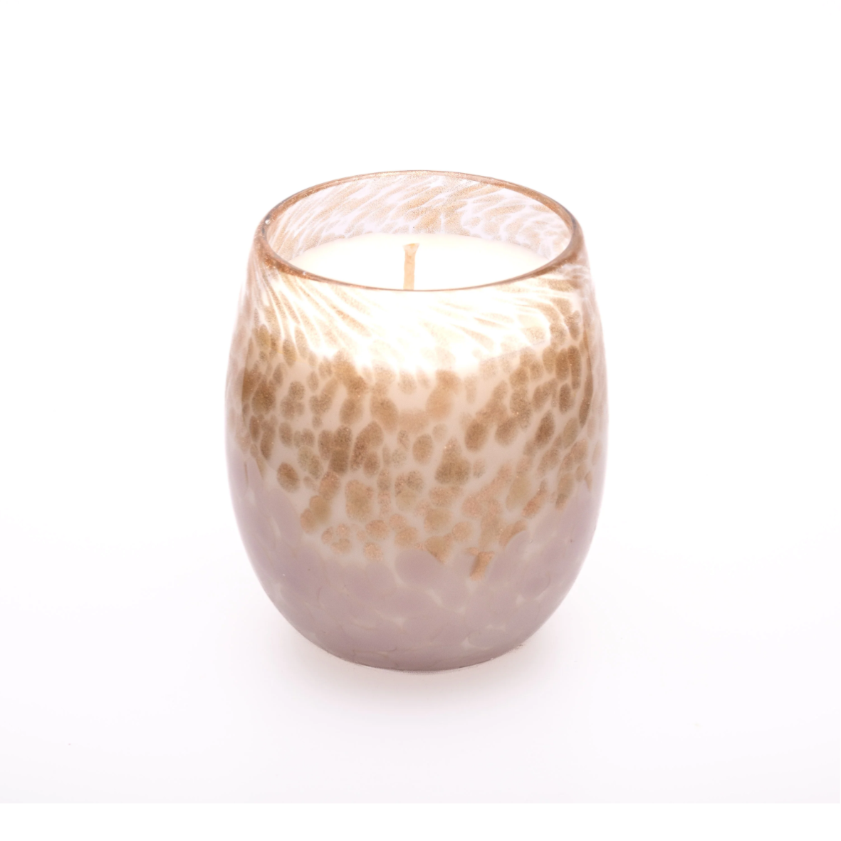 Stemless Wine Glass Candle : Taupe and Bronze Print (Seychelles)