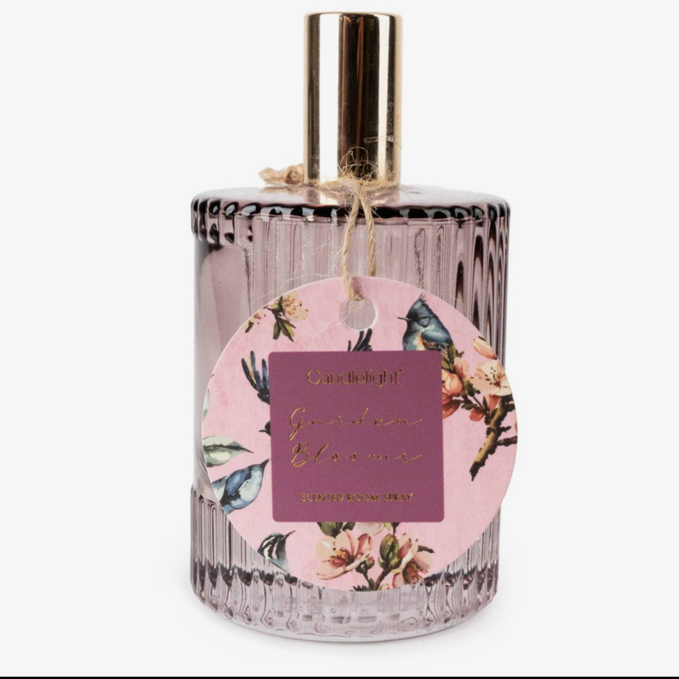100ml Ridged Glass Room Spray - Garden Blooms Plum