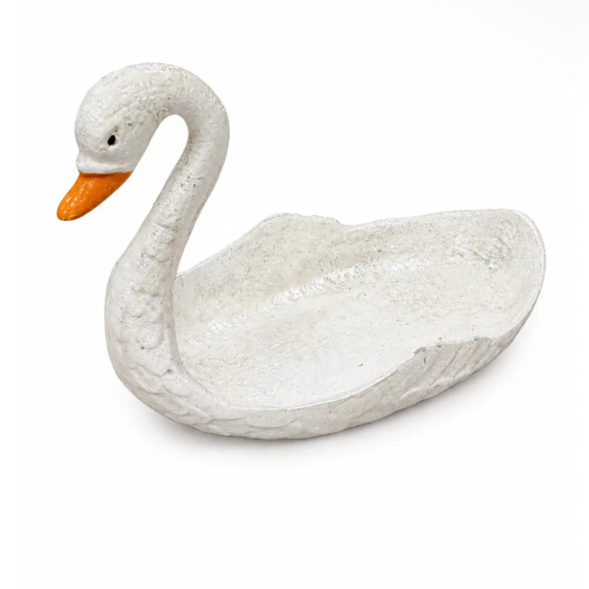 Cast Iron White Swan Coin Dish