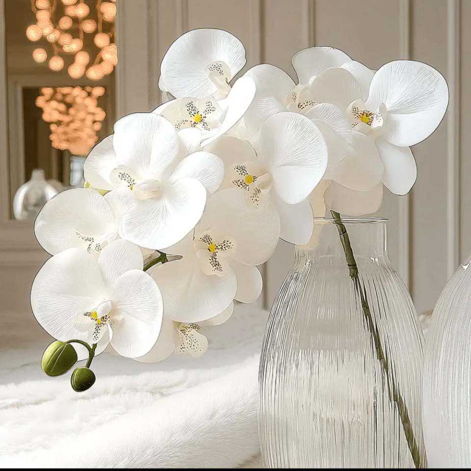 Faux White Orchid Single Stem Floral