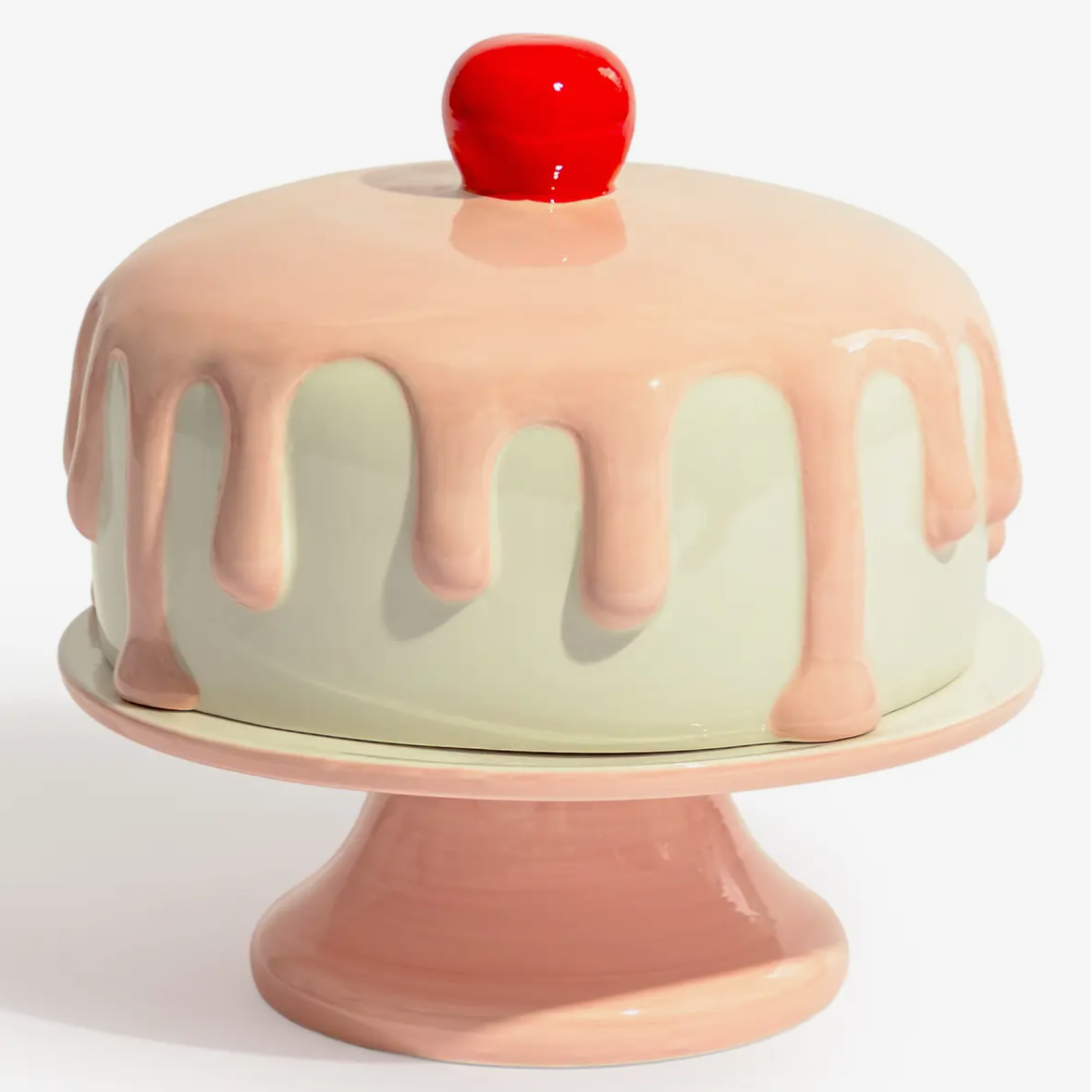 Pink & White Ceramic Iced Cake Stand