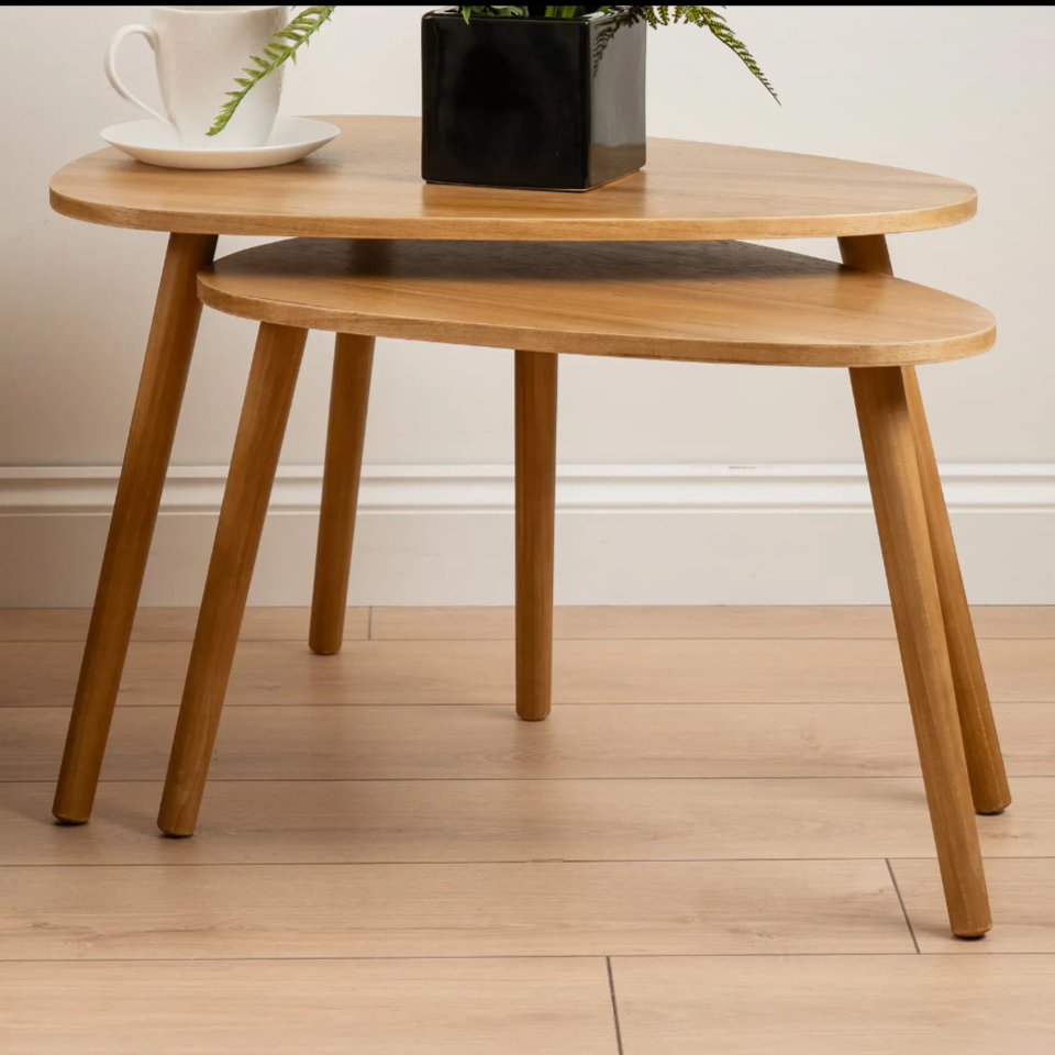 Set of 2 Wooden Oval Tables