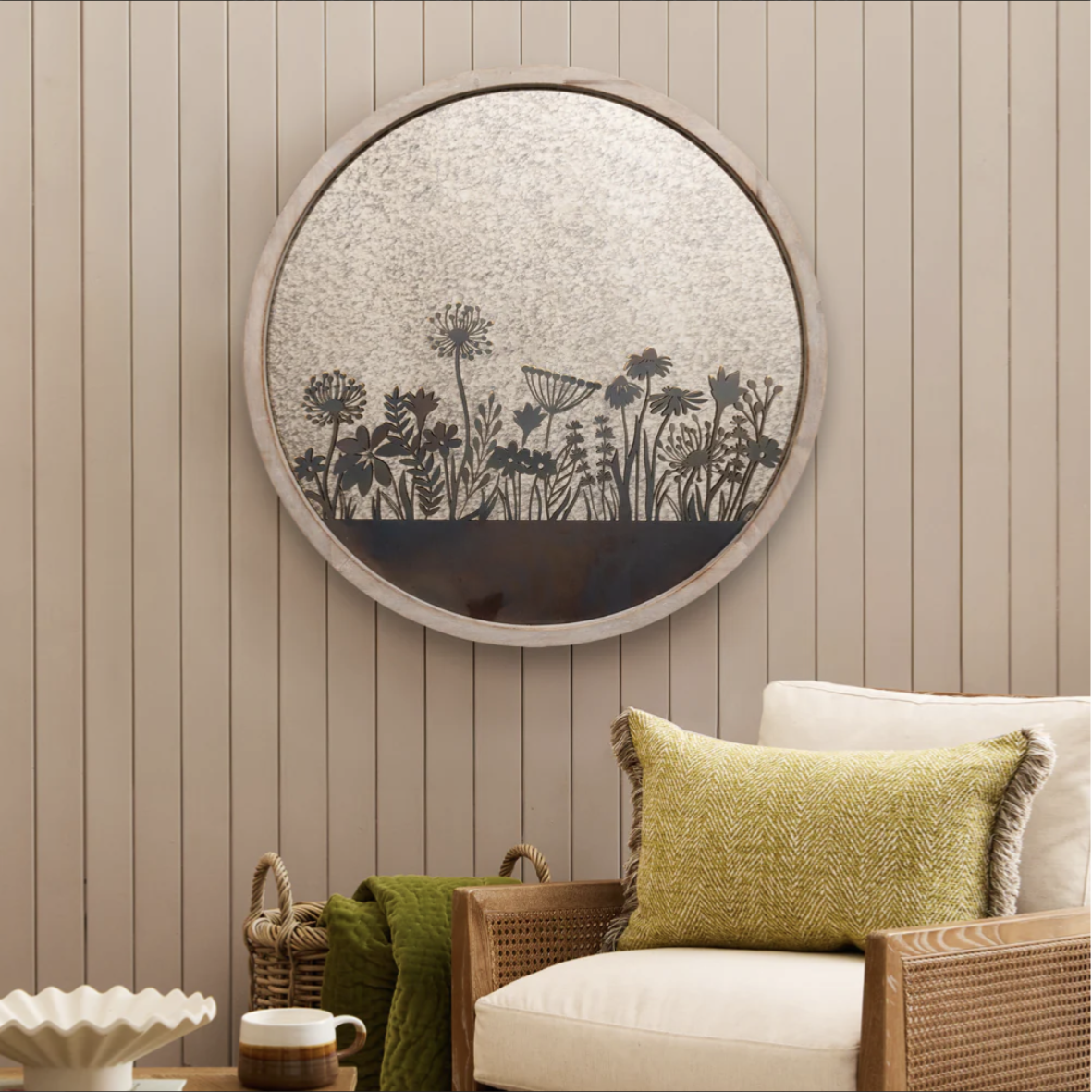 Fleur Et Faune Circle Antique Mirror Greywash