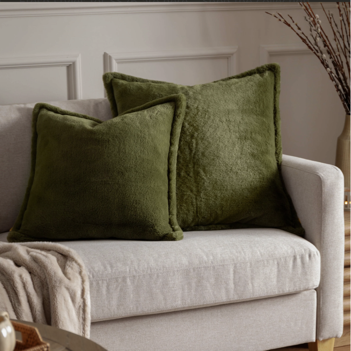 Kallu Faux Fur Cushion Olive