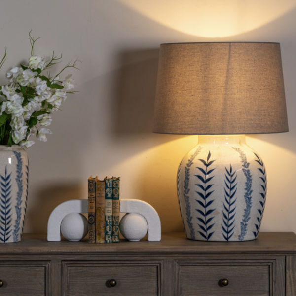 Blue Flora Ceramic Pot Lamp