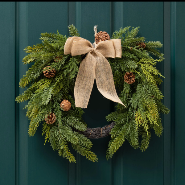 Real Touch Half Wreath with Hessian Bow