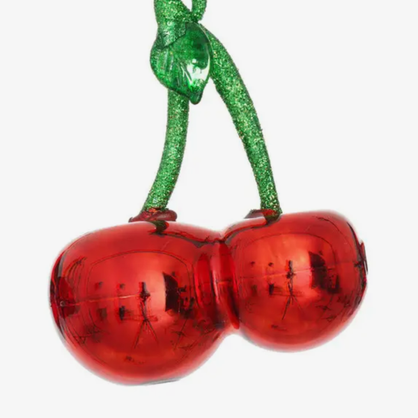 Cherry glass hanging ornament