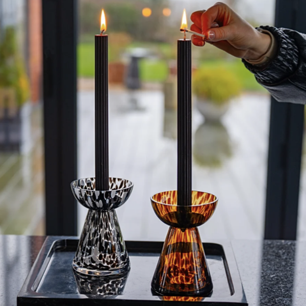 Dalmatian glass candle holder