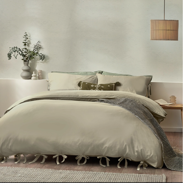 Mallow Bow Tie Duvet Cover Set-  Linen