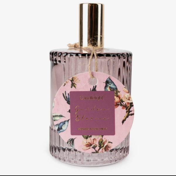 100ml Ridged Glass Room Spray - Garden Blooms Plum