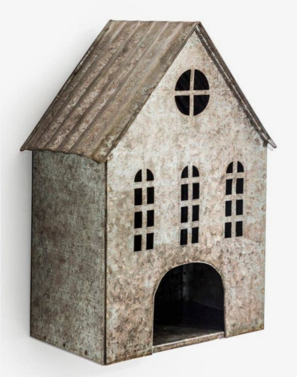 Candle House, Rustic 'Zinc' Metal, Wall Mountable Candle House