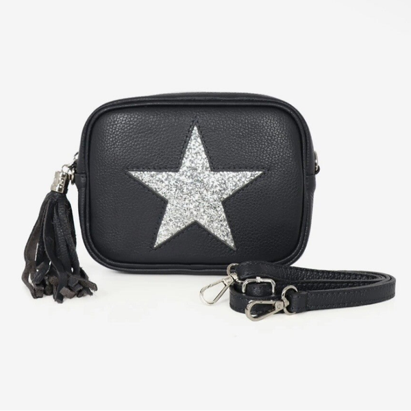 Maeve - Italian Leather Crossbody Bag - Navy Star,