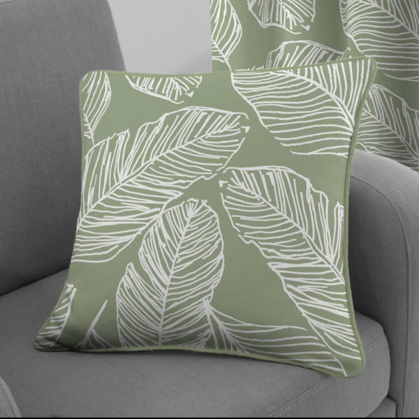 Matteo Green Cushion  - Palm Leaf Pattern