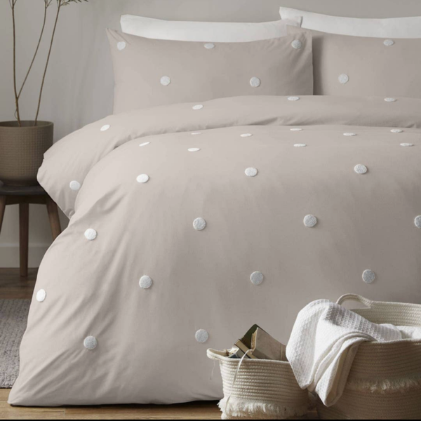 Dot Garden' 100% Cotton Embellished Duvet Cover Set