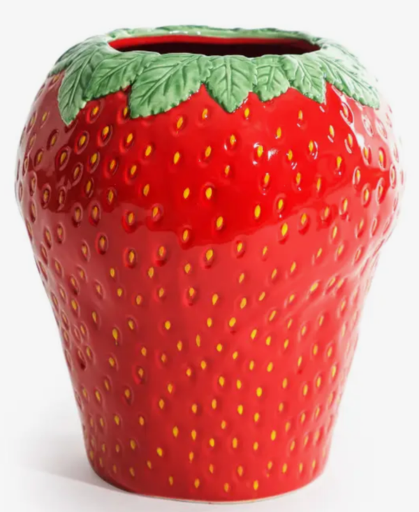 Ceramic Large Red Strawberry Vase