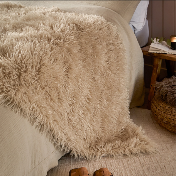 Rowan Faux Fur Throw Natural