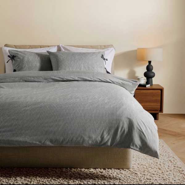 Ansel 100% Cotton Duvet Cover Set Grey