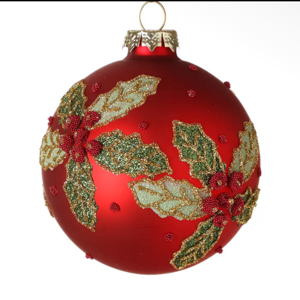 Christmas -Burgundy Bauble with Flowers