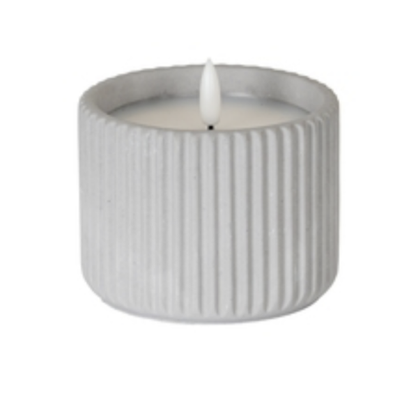 Luxe Collection Natural Glow Chalk Ribbed Medium Led Candle