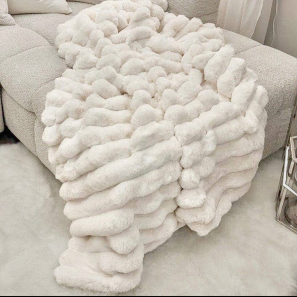 Isla chunky ribbed faux fur throw
