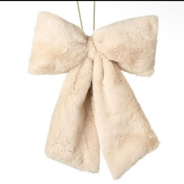 Christmas -Cream Fur Bow