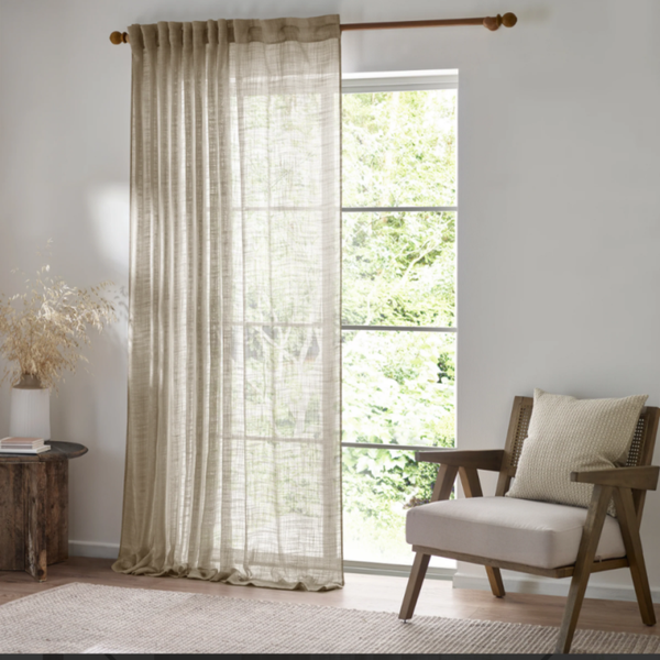 Cirrus Woven Sheer Curtain Panel Linen