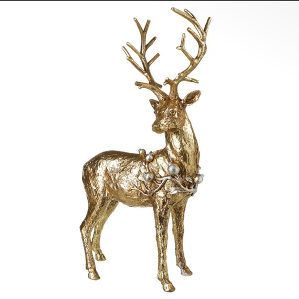 Christmas -Standing Gold Stag with Baubles