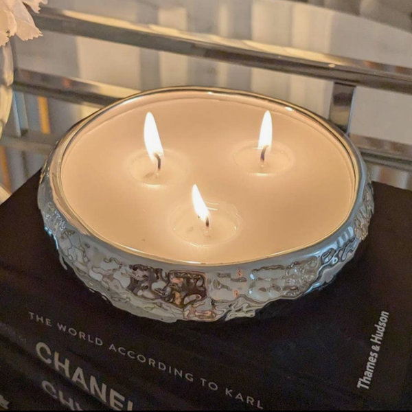 Aeolian silver 3 wick candle
